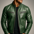 Prescott Men's Vintage Leather Band Collar Jacket
