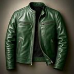 Prescott Men's Vintage Leather Band Collar Jacket