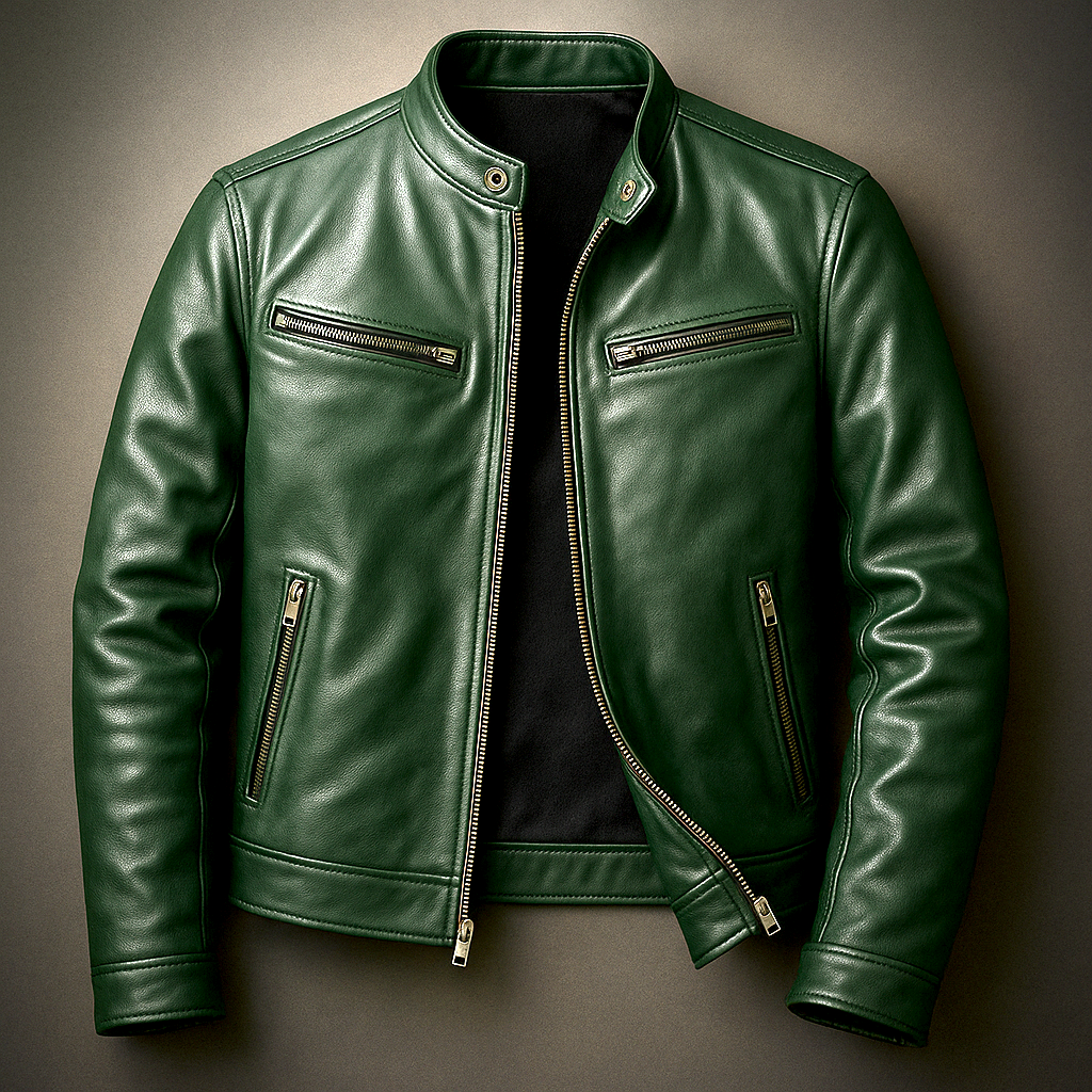 Prescott Men's Vintage Leather Band Collar Jacket