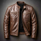Prescott Men's Vintage Leather Band Collar Jacket