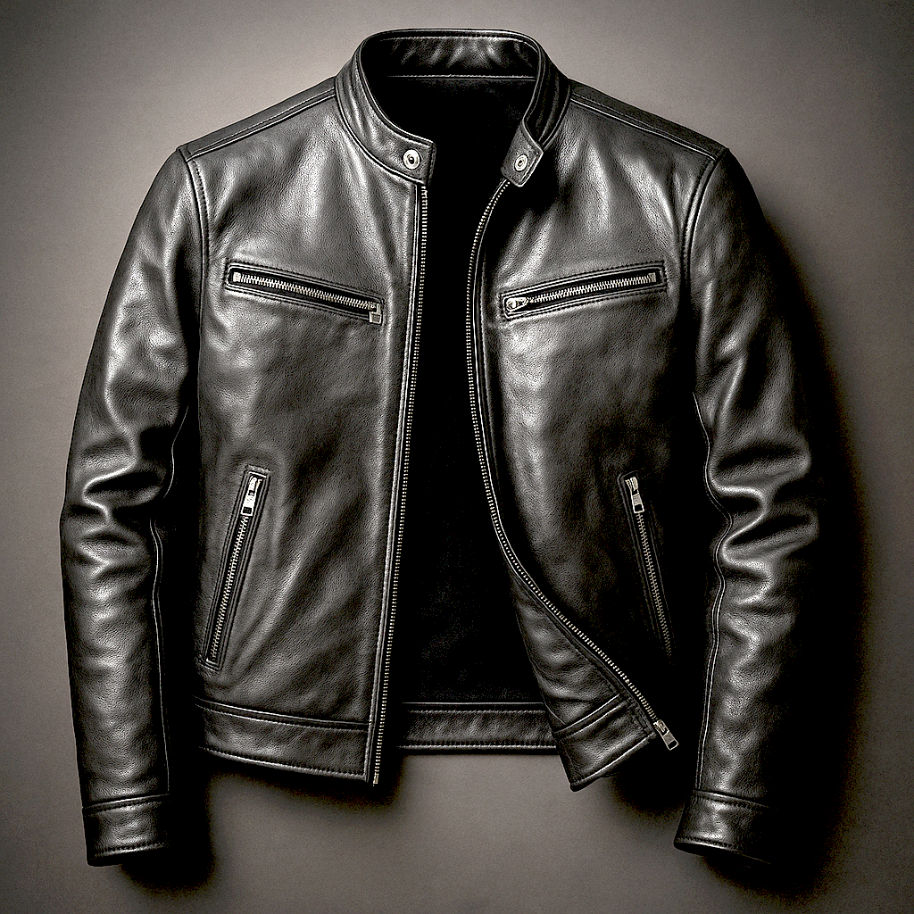 Prescott Men's Vintage Leather Band Collar Jacket