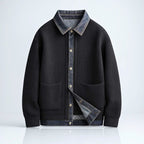 Beckford Men's Merino Wool Denim Collar Cardigan Sweater