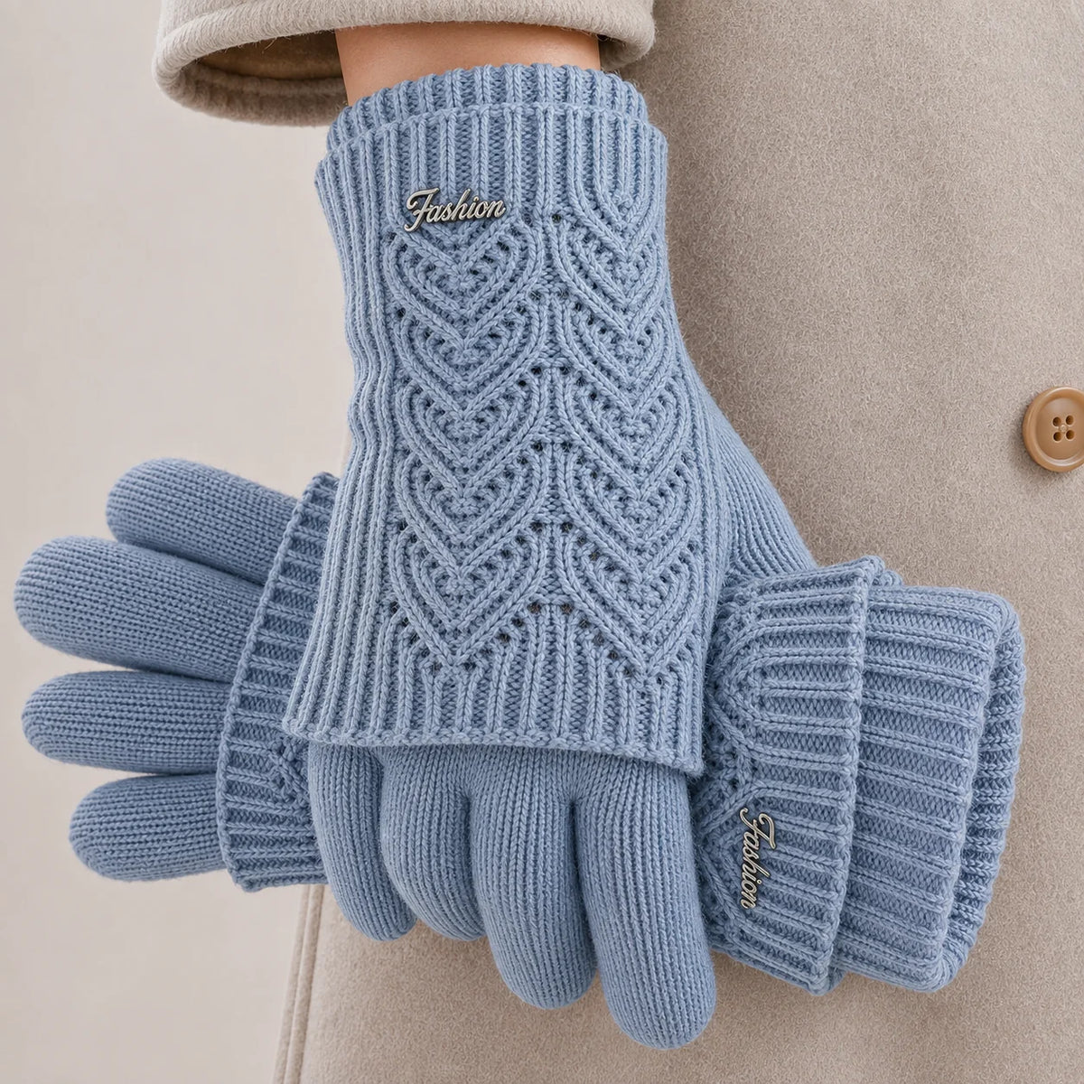 Collins Women's Heart Knit Warm Winter Gloves