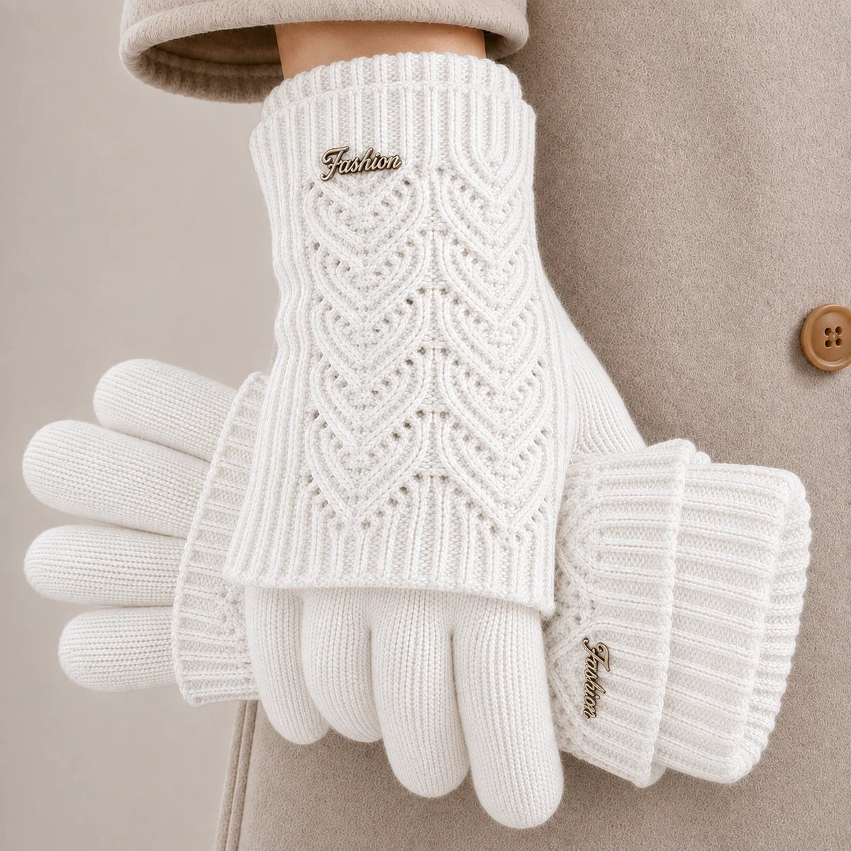 Collins Women's Heart Knit Warm Winter Gloves
