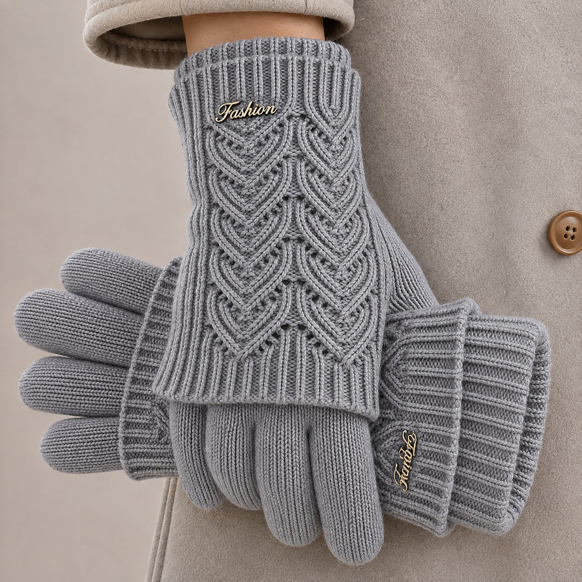 Collins Women's Heart Knit Warm Winter Gloves