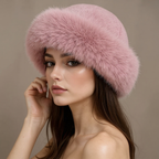 Waverly Women's Plush Roll Brim Fur Cloche Hat