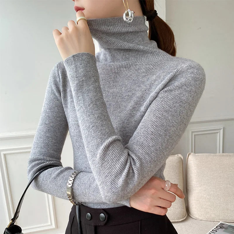 Josephine Women's Ribbed Cashmere Fitted Turtleneck