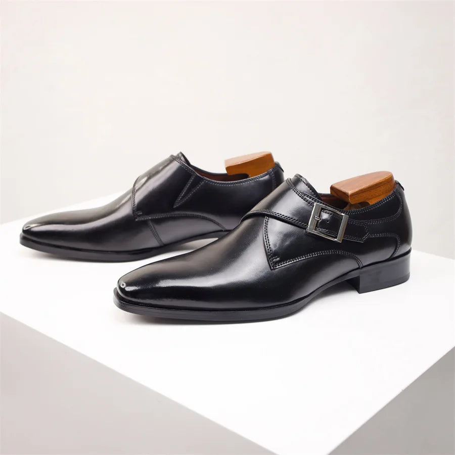Sterling Men's Leather Single Monk Strap Dress Shoes