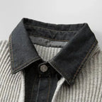 Beckford Men's Merino Wool Denim Collar Cardigan Sweater