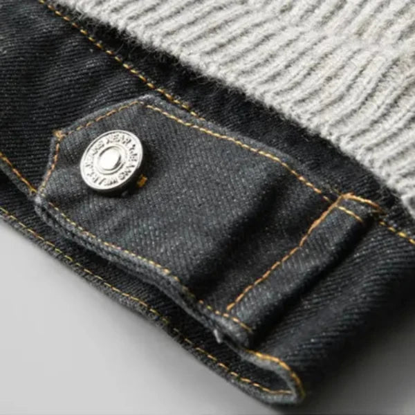 Beckford Men's Merino Wool Denim Collar Cardigan Sweater