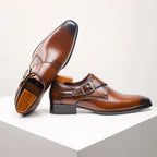 Sterling Men's Leather Single Monk Strap Dress Shoes