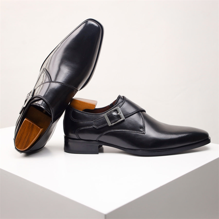 Sterling Men's Leather Single Monk Strap Dress Shoes