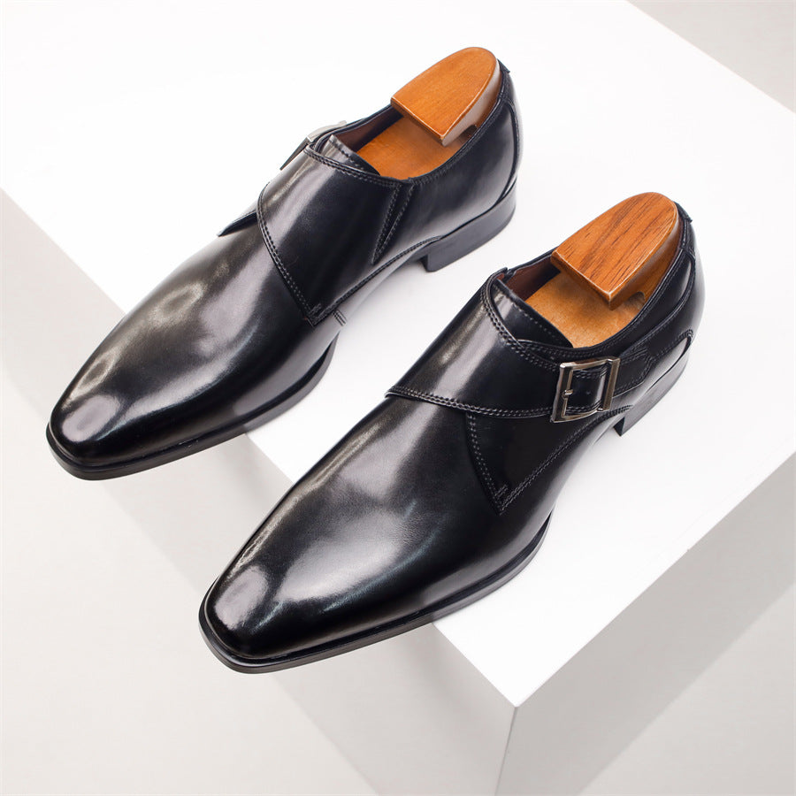 Sterling Men's Leather Single Monk Strap Dress Shoes