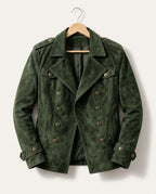 Everett Men's Suede Double Breasted Military Jacket