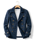 Everett Men's Suede Double Breasted Military Jacket
