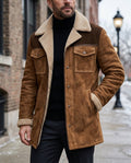 Calloway Men's Suede Sherpa Collar Winter Coat
