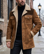 Calloway Men's Suede Sherpa Collar Winter Coat