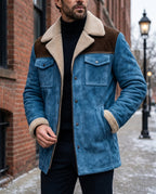 Calloway Men's Suede Sherpa Collar Winter Coat