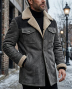 Calloway Men's Suede Sherpa Collar Winter Coat