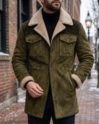 Calloway Men's Suede Sherpa Collar Winter Coat