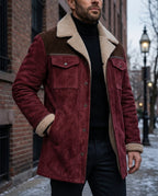 Calloway Men's Suede Sherpa Collar Winter Coat