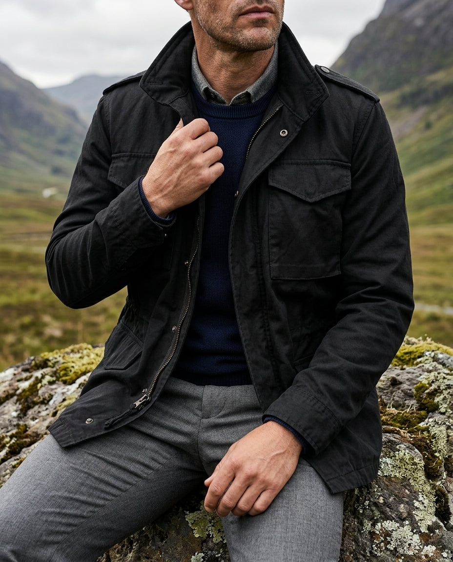 Harrison Men's Four Pocket Military Field Jacket