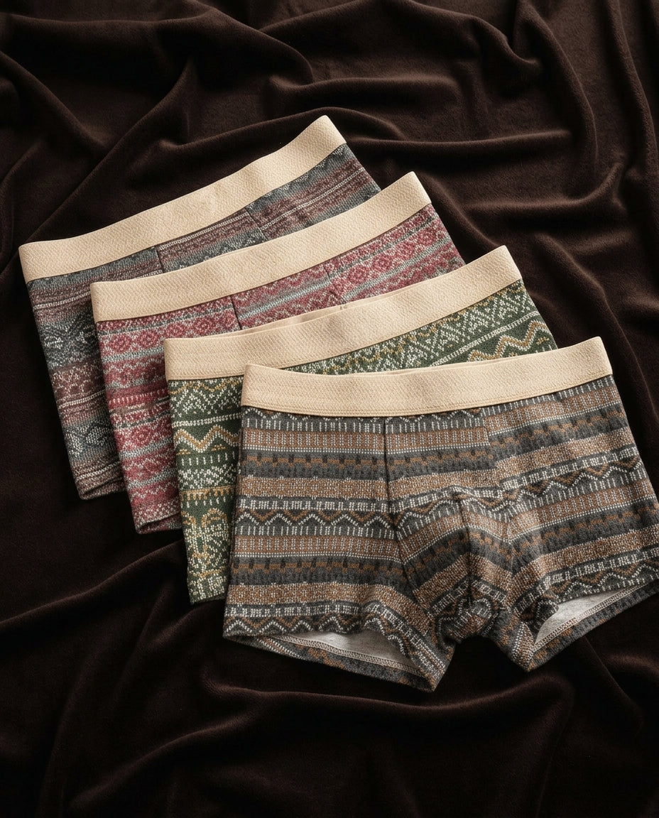 Rivers Retro Pattern Organic Cotton Boxer Briefs Set for Men