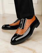 Ollie Ostrich-Embossed Leather Zip Dress Shoes for Men