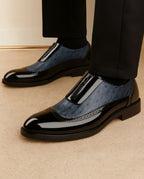 Ollie Ostrich-Embossed Leather Zip Dress Shoes for Men