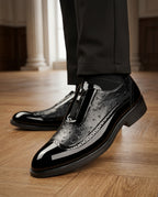 Ollie Ostrich-Embossed Leather Zip Dress Shoes for Men