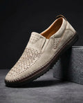Edward Perforated Leather Slip-On Loafers for Men