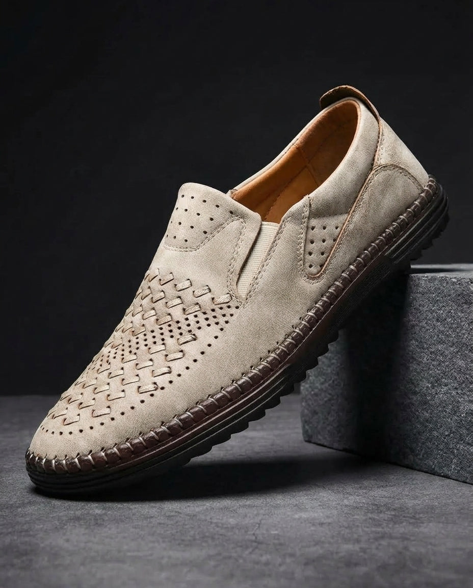 Edward Perforated Leather Slip-On Loafers for Men