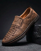 Edward Perforated Leather Slip-On Loafers for Men
