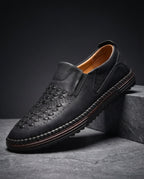 Edward Perforated Leather Slip-On Loafers for Men