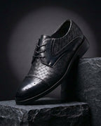 Wallen Woven-Texture Cap-Toe Leather Oxford Shoes for Men
