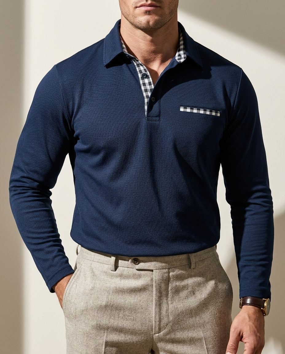 Culver Cotton-Blend Long-Sleeve Polo Shirt for Men
