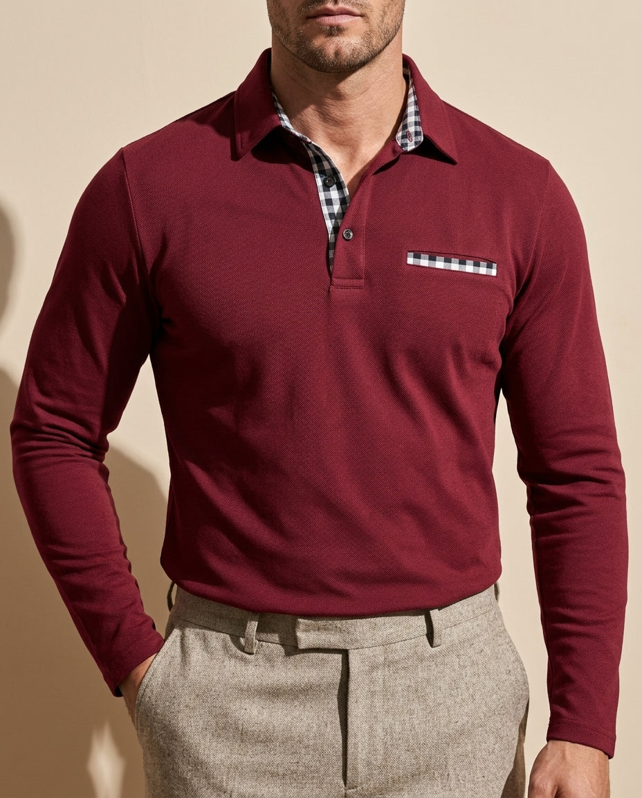 Culver Cotton-Blend Long-Sleeve Polo Shirt for Men