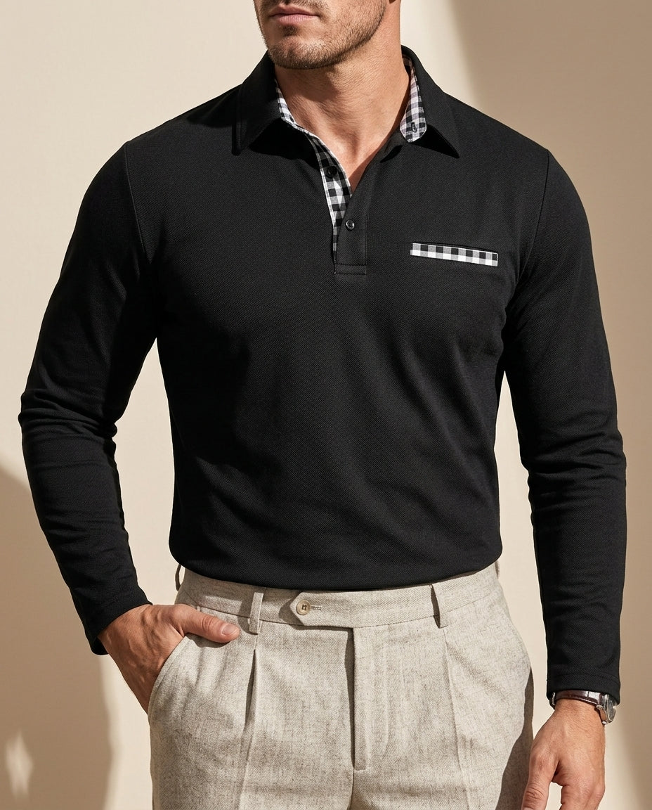 Culver Cotton-Blend Long-Sleeve Polo Shirt for Men
