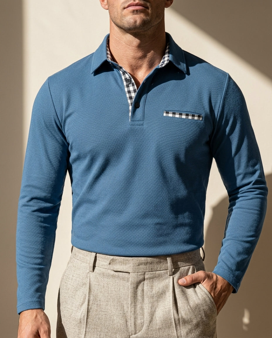 Culver Cotton-Blend Long-Sleeve Polo Shirt for Men