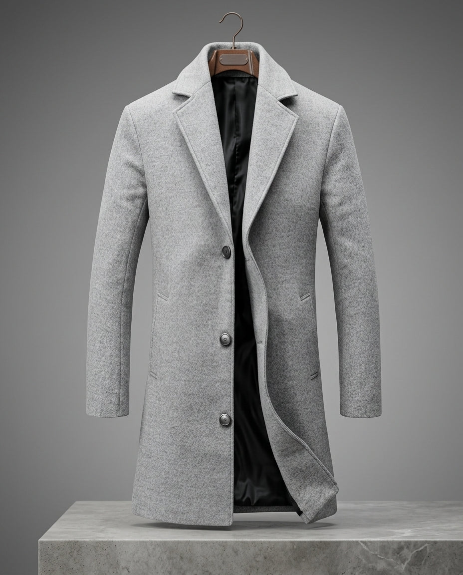 Wilmington Warm Wool-Blend Long Overcoat for Men