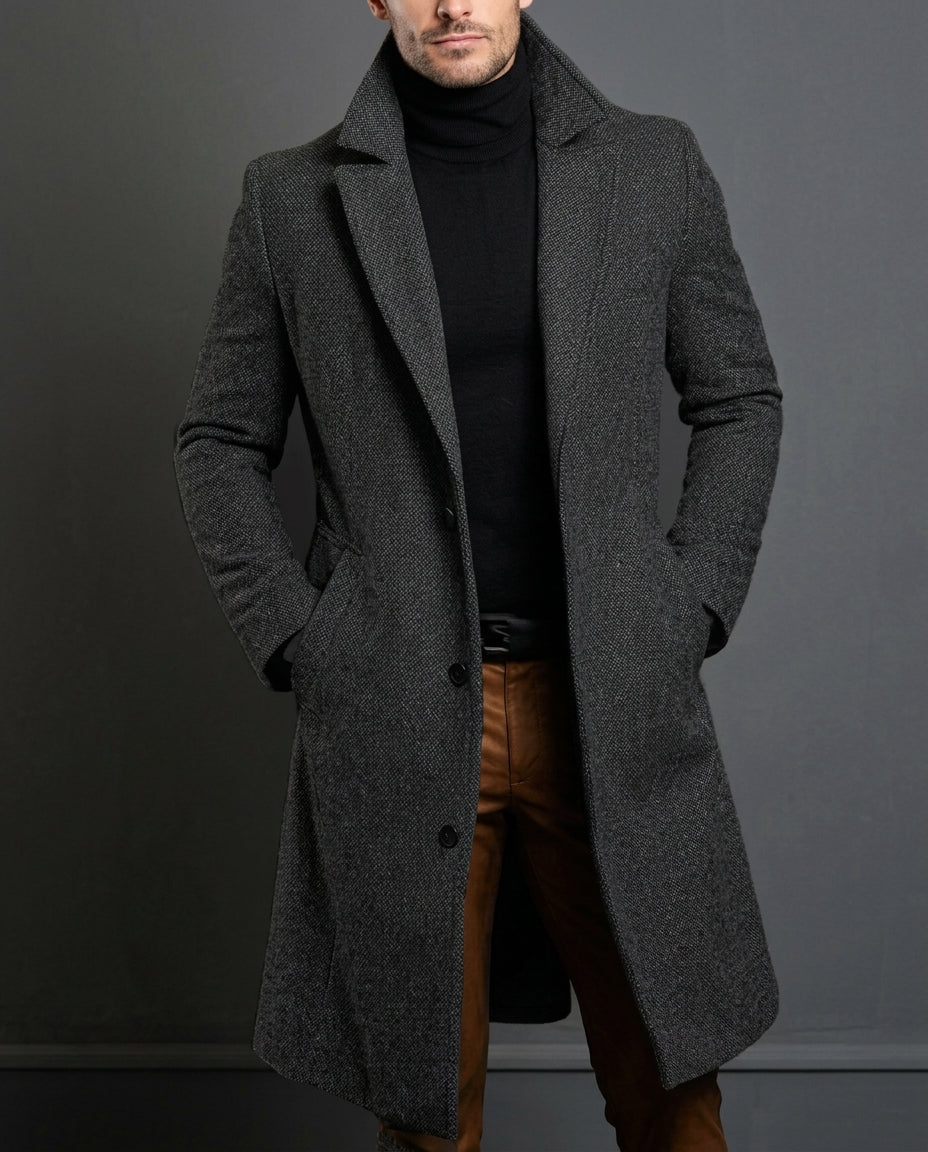 Wilmington Warm Wool-Blend Long Overcoat for Men