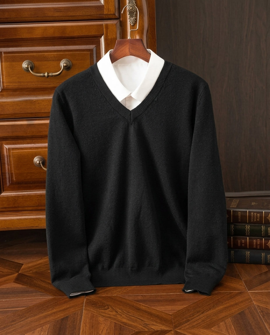 Cassius Cashmere Relaxed V-Neck Sweater for Men