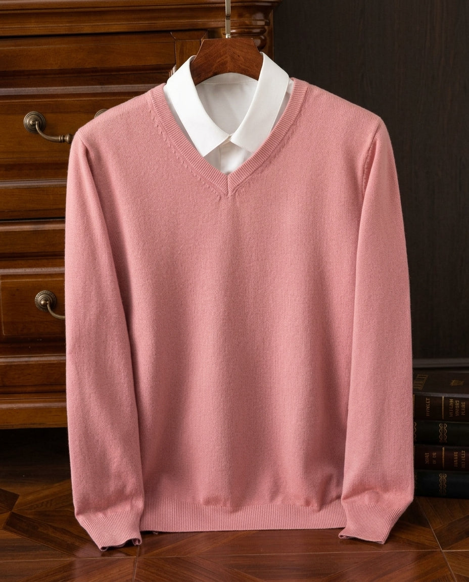 Cassius Cashmere Relaxed V-Neck Sweater for Men