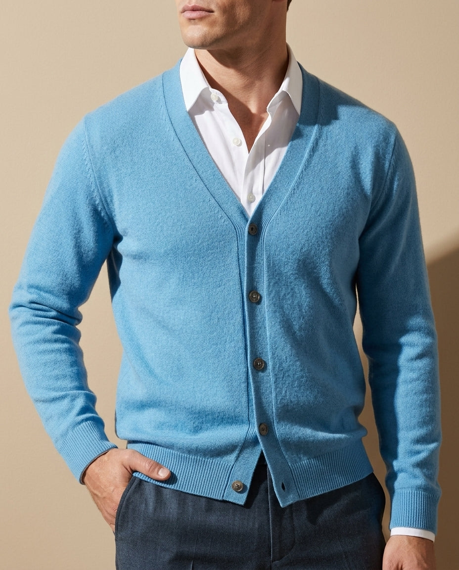 Corbin Relaxed Cashmere V-Neck Cardigan Sweater for Men