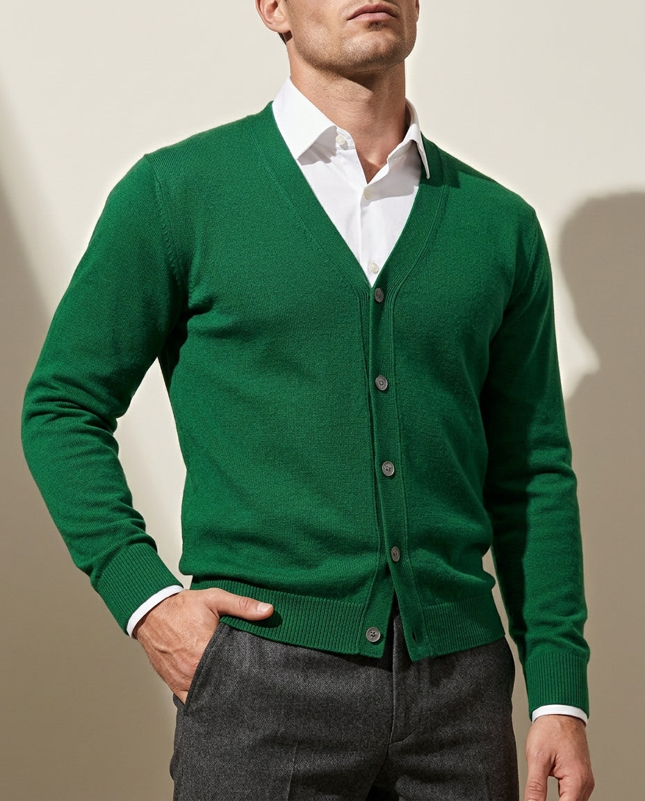 Corbin Relaxed Cashmere V-Neck Cardigan Sweater for Men