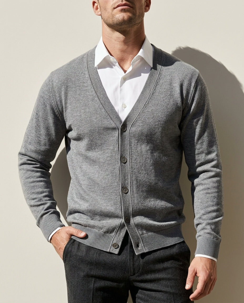 Corbin Relaxed Cashmere V-Neck Cardigan Sweater for Men