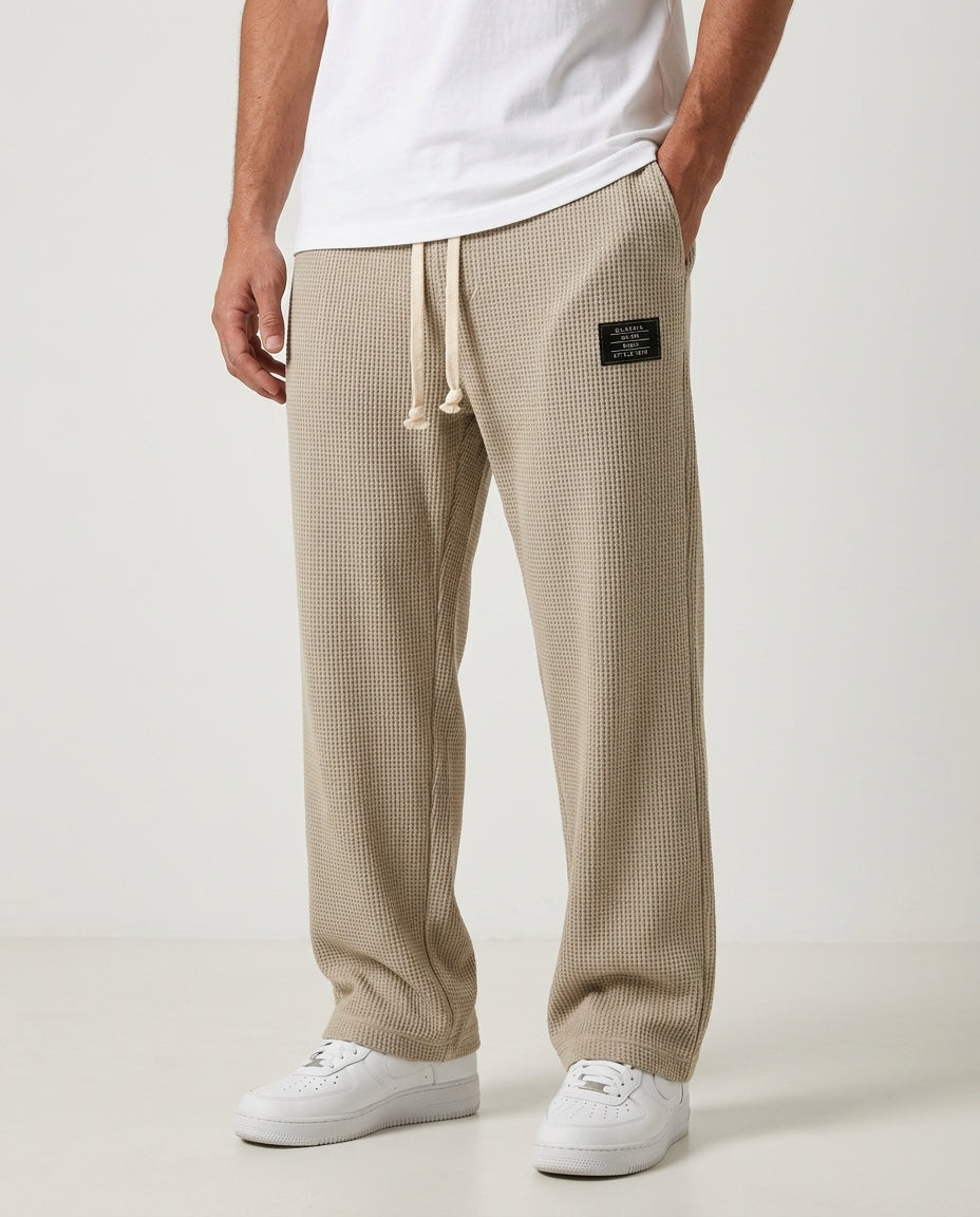Tarren Textured Waffle-Knit Sweatpants for Men