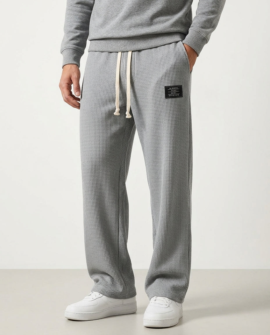 Tarren Textured Waffle-Knit Sweatpants for Men