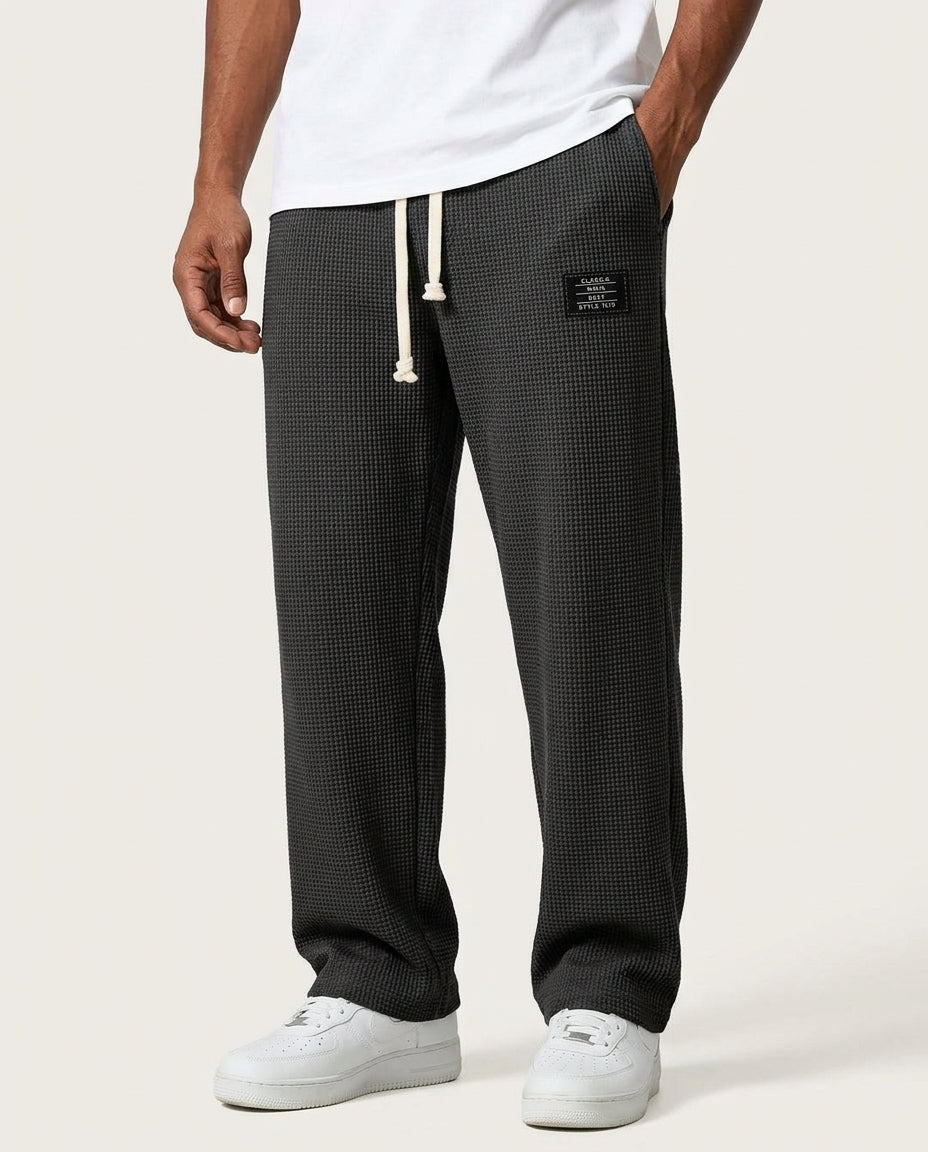 Tarren Textured Waffle-Knit Sweatpants for Men