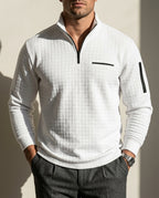 Tyson Textured Quarter-Zip Waffle Knit Pullover for Men